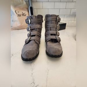 Gray Moto Booties